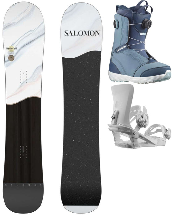 Salomon Ladies Bellevue Snowboard Package With Nesta Bindings And Ivy BOA SJ Boots 2024