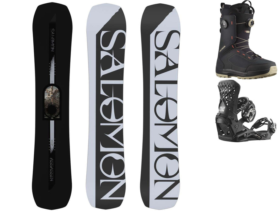 Salomon Assassin Pro Snowboard Package With Highlander Bindings And Echo Dual BOA Boots 2024