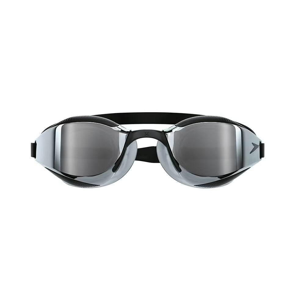 Speedo Fastskin Hyper Elite Mirror Goggle - A pair of mirrored goggles with a sleek, aerodynamic design and a strap that wraps around the head.