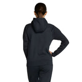 Speedo Female Team Jacket - A black jacket with a hood, worn by a female model from behind.