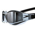 Speedo Fastskin Hyper Elite Mirror Goggle - A mirrored lens goggle with a sleek, aerodynamic design and a strap that wraps around the back of the head.