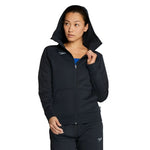 Speedo Female Team Jacket - A black jacket with a hood, featuring white lettering on the chest and sleeve.