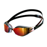 Speedo Fastskin Hyper Elite Mirror Goggle - A pair of mirrored goggles with a sleek, aerodynamic design and a strap that wraps around the head.