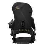 Arbor Women's Sequoia Snowboard Bindings 2023 - Black bindings with gold lettering on top and side straps.