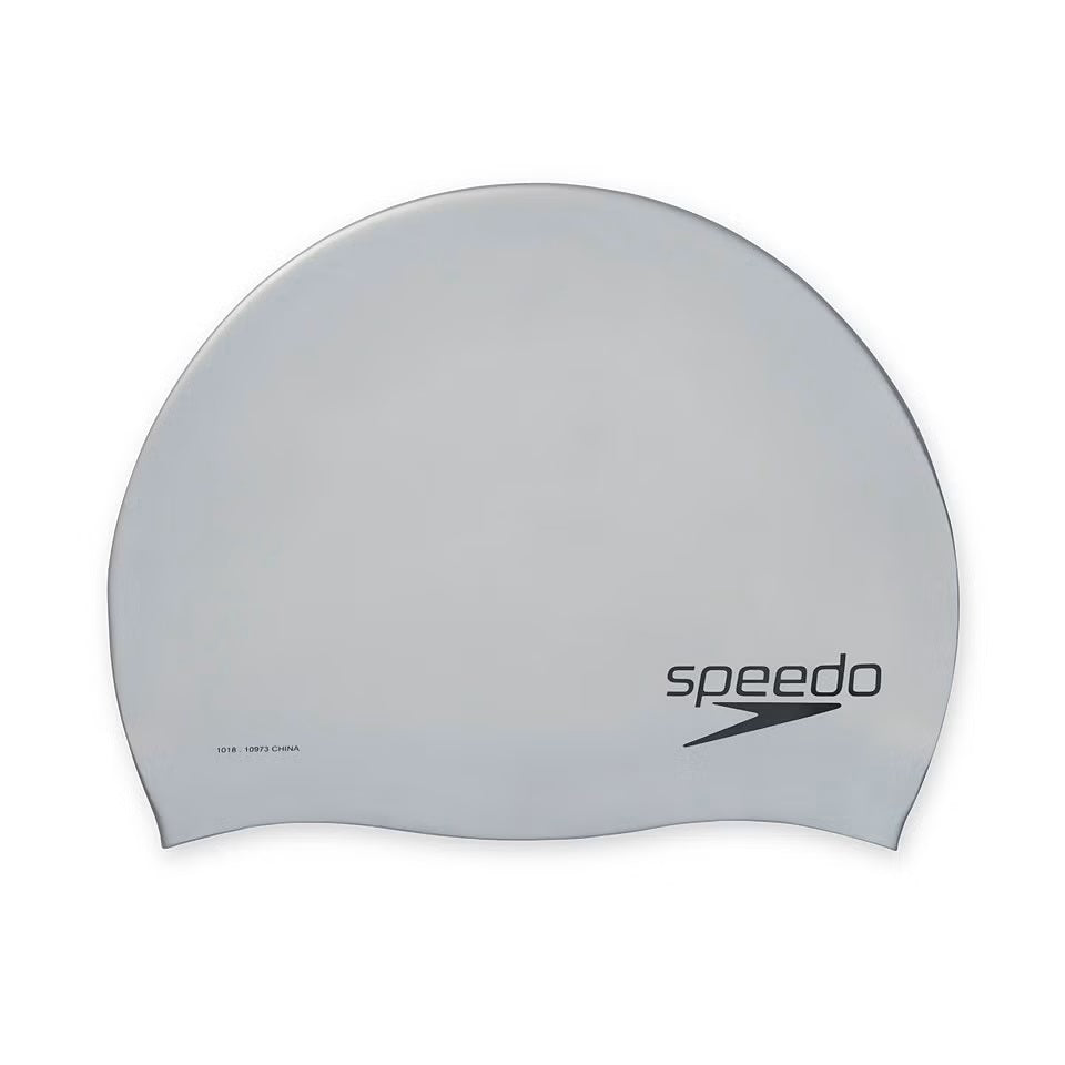 Speedo Solid Silicone Swim Cap - A solid-colored silicone swim cap with a smooth, matte finish and no visible logos or patterns.