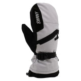 Swany Women's X-Over Mitt 2025 - A black and white mitt with a strap across the wrist, featuring a Swany logo on the back of the hand.