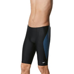 Speedo Tone Setter Jammer - A black swimsuit with a white logo on the left leg.
