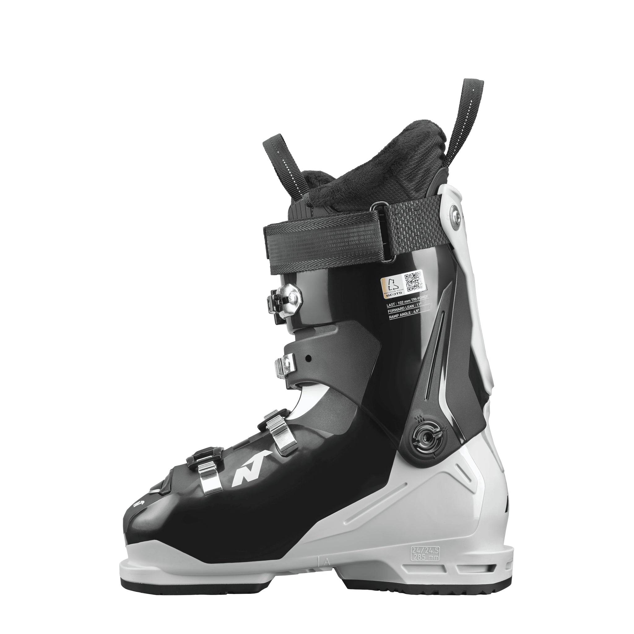 Nordica Women's Sportmachine 3 75 Ski Boots 2026 - Black ski boots with a shiny finish and silver buckles.