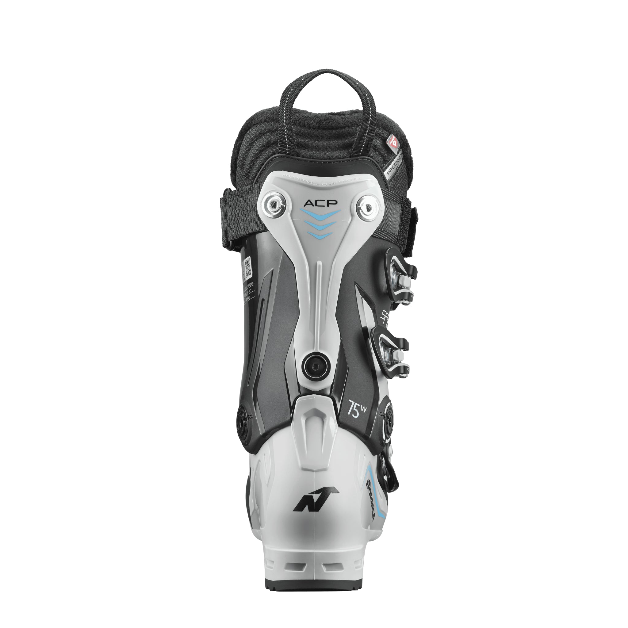 Nordica Women's Sportmachine 3 75 Ski Boots 2026 - Black ski boots with a silver logo on the side and a white sole.