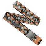Arcade Twilight Belt Slim 2025 - A black belt with a repeating pattern of orange and gray triangles, featuring an orange buckle.