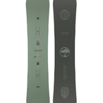 Arbor Formula Decon 2026 - A light green snowboard with a geometric pattern and black accents on top of a white background.