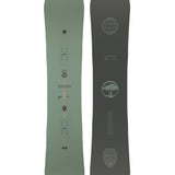 Arbor Formula Decon 2026 - A light green snowboard with a geometric pattern and black accents on top of a white background.