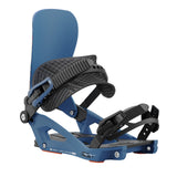 Union x Bryan Iguchi - Charger Pro Snowboard Binding 2025 - A blue snowboard binding with a black strap and silver screws.