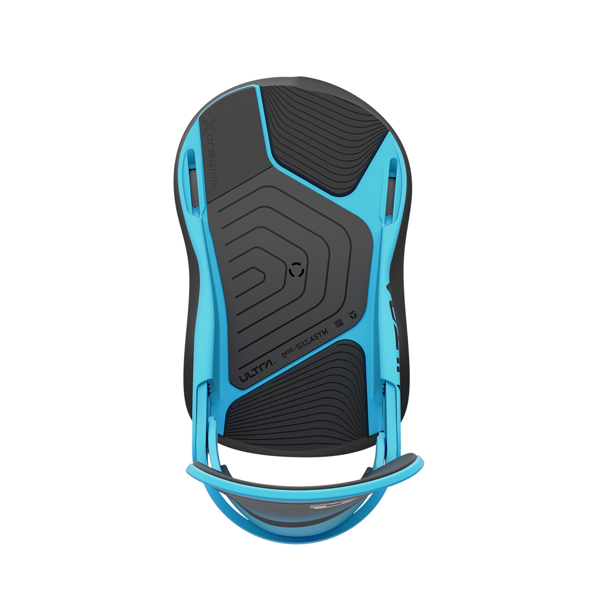 Union Ultra Snowboard Bindings 2025 - A pair of black snowboard bindings with silver buckles and straps, viewed from above.