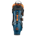 Tecnica Men's Mach 1 MV 120 Ski Boots 2026 - A blue and black ski boot with orange accents, featuring a prominent "MV" logo on the side.