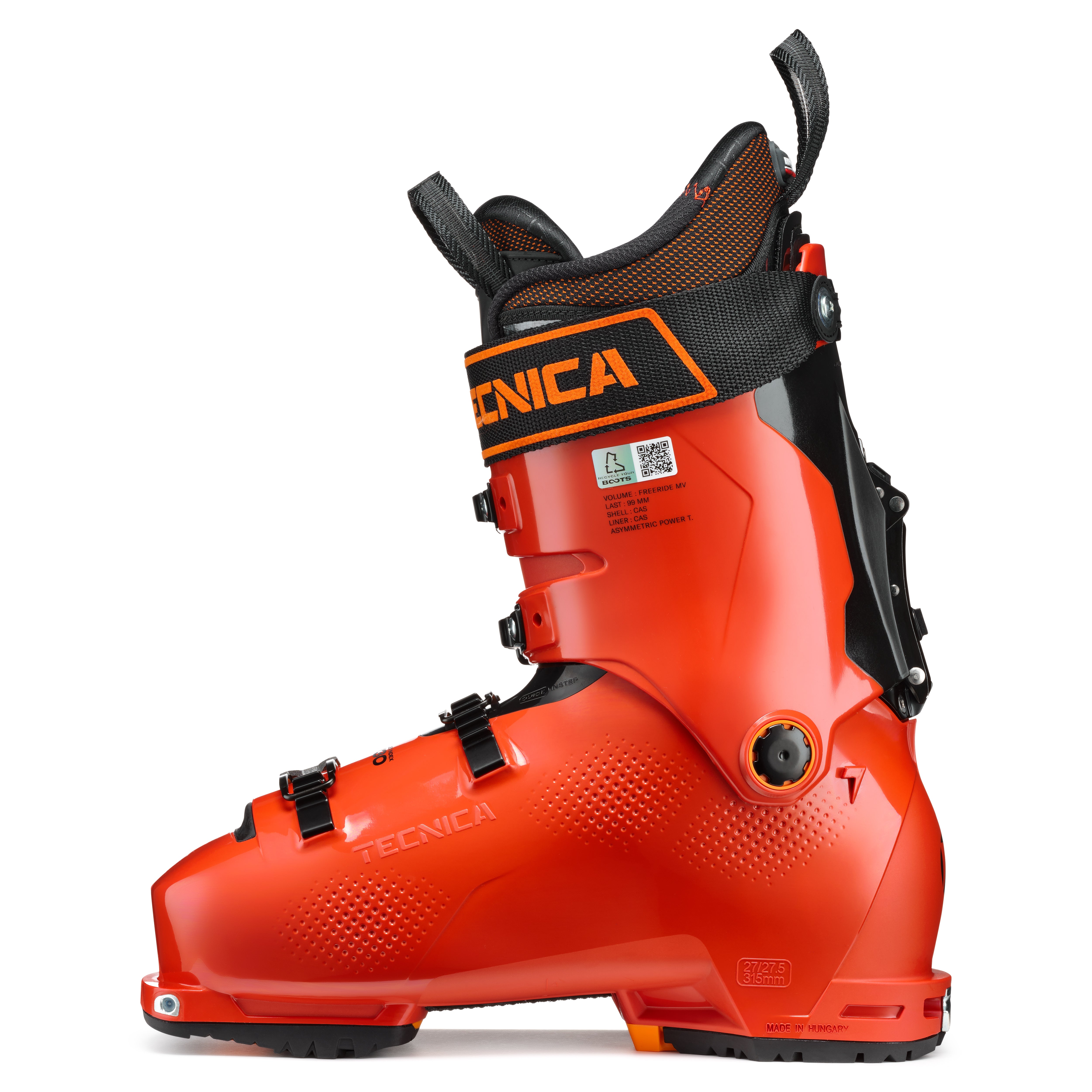 Tecnica Men's Cochise 130 Ski Boots 2025 - A pair of red ski boots with black buckles and straps, featuring a textured pattern on the toe area.