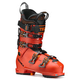 Tecnica Men's Cochise 130 Ski Boots - A pair of red ski boots with black buckles and straps, featuring a textured pattern on the side.