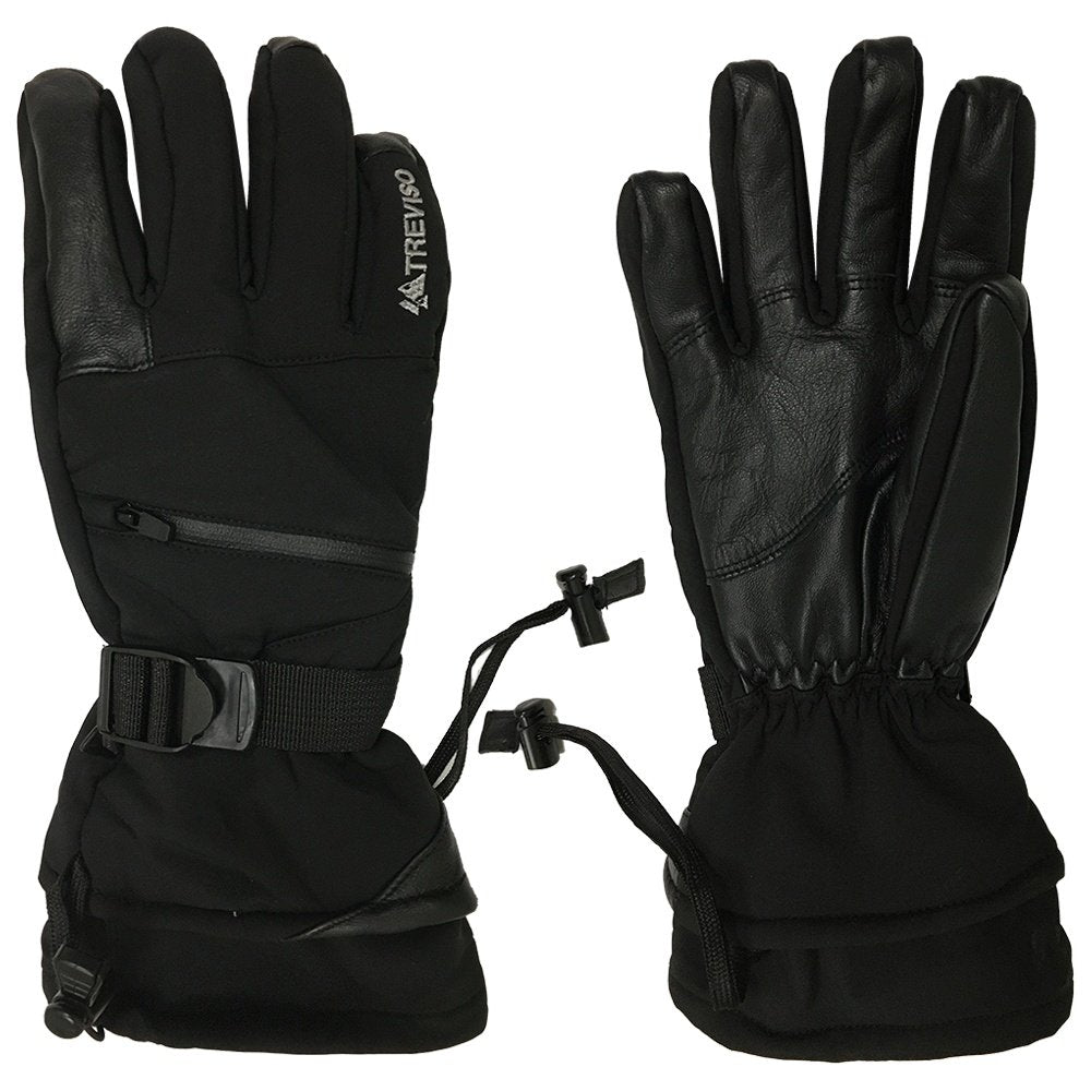 Treviso Scorcher Gloves 2020 - Black gloves with white logo on top of left thumb and black strap with buckle on wrist.