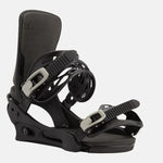 Burton Cartel Snowboard Bindings 2025 - Black bindings with white buckles and straps.