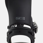 Burton Cartel Snowboard Bindings 2025 - A pair of black snowboard bindings with a sleek, modern design and silver buckles.