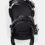Burton Cartel Snowboard Bindings 2025 - A pair of black snowboard bindings with silver buckles and straps.