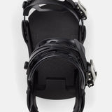 Burton Cartel Snowboard Bindings 2025 - A pair of black snowboard bindings with silver buckles and straps.