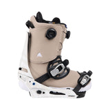 Burton Cartel Snowboard Bindings 2025 - A pair of tan snowboard bindings with black buckles and straps, featuring a white logo on the side.