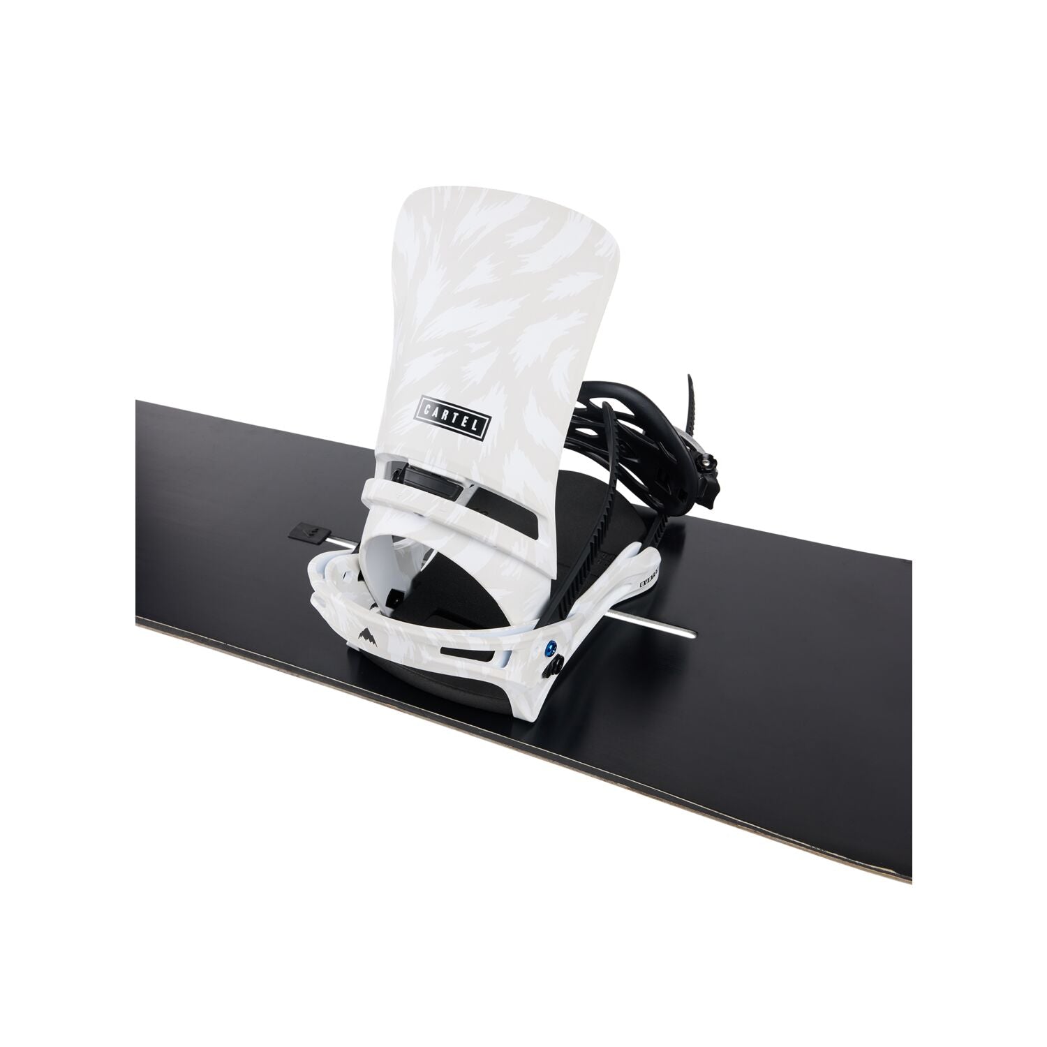 Burton Cartel Snowboard Bindings 2025 - A pair of black bindings with silver buckles and straps.