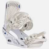 Burton Women's Escapade Snowboard Bindings 2025 - White bindings with blue accents and a textured strap.