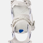 Burton Women's Escapade Snowboard Bindings 2025 - White bindings with a blue logo on the highback.