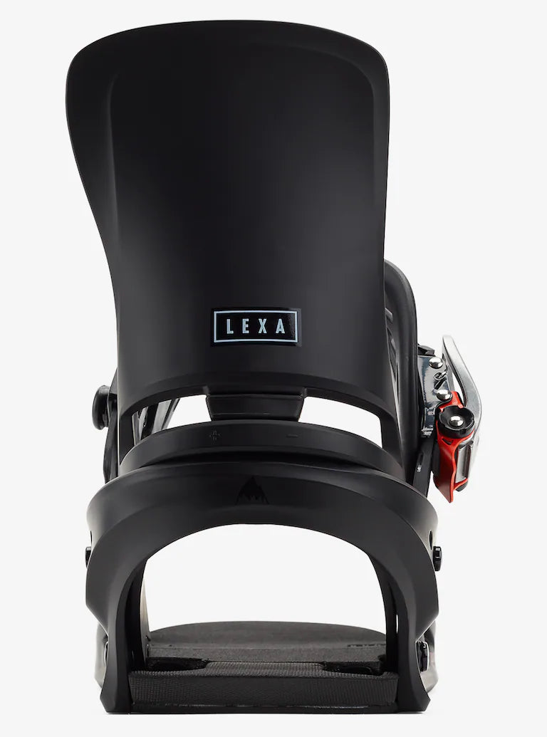 Burton Women's Lexa Snowboard Bindings - A black snowboard binding with a white logo on top that reads "Lexa".