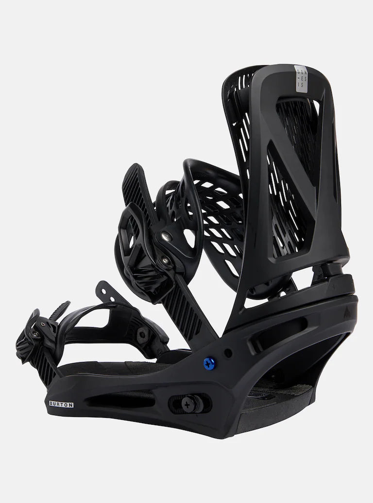 Burton Genesis Snowboard Bindings 2025 - Black bindings with a sleek, modern design and silver hardware.