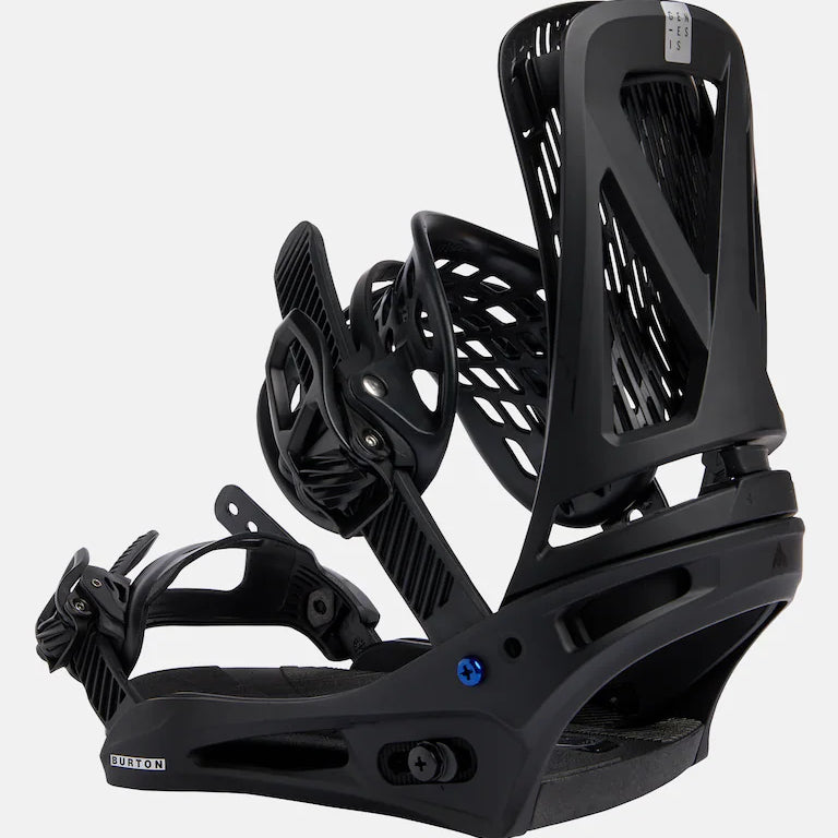 Burton Genesis Snowboard Bindings 2025 - Black bindings with a sleek, modern design and silver hardware.