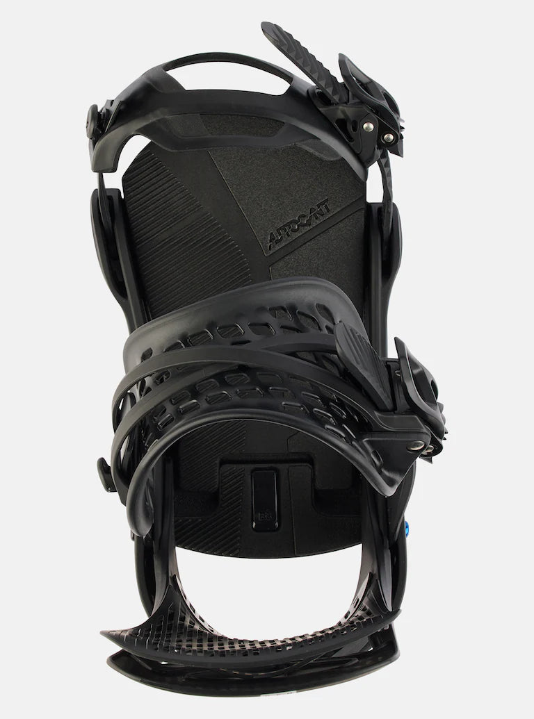 Burton Genesis Snowboard Bindings 2025 - Black bindings with silver screws and a textured plastic base plate.