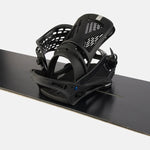Burton Genesis Snowboard Bindings 2025 - Black bindings with silver screws and black straps on a white background.
