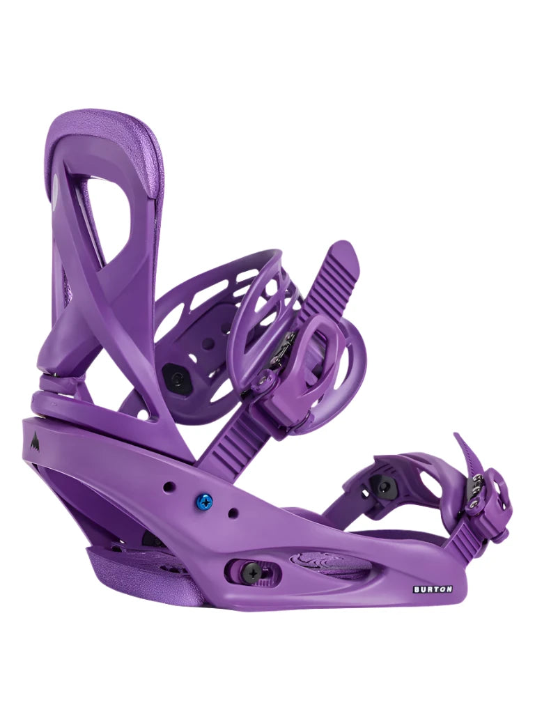Burton Scribe Snowboard Bindings 2025 - A pair of purple snowboard bindings with a textured strap and black screws.