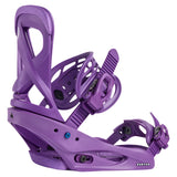 Burton Scribe Snowboard Bindings 2025 - A pair of purple snowboard bindings with a textured strap and black screws.