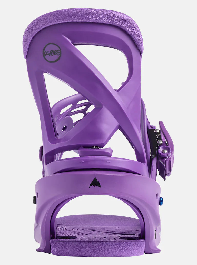 Burton Scribe Snowboard Bindings 2025 - A pair of purple snowboard bindings with a textured purple footbed and silver screws.