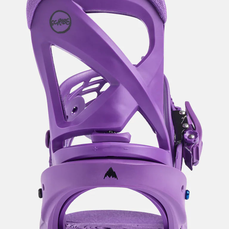 Burton Scribe Snowboard Bindings 2025 - A pair of purple snowboard bindings with a textured purple footbed and silver screws.