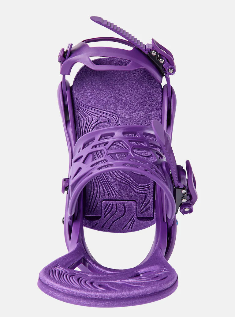 Burton Scribe Snowboard Bindings 2025 - A purple snowboard binding with a textured pattern on the baseplate and straps.