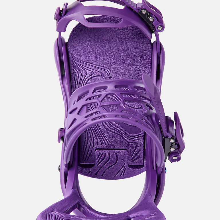 Burton Scribe Snowboard Bindings 2025 - A purple snowboard binding with a textured pattern on the baseplate and straps.