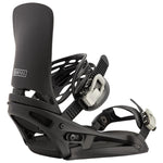 Burton Cartel Est Snowboarding Bindings 2025 - Black bindings with white buckles and straps.