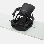 Burton Cartel Est Snowboarding Bindings 2025 - A black snowboard binding with a white logo on top of a light gray background.