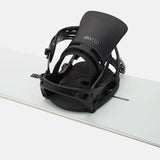 Burton Cartel Est Snowboarding Bindings 2025 - A black snowboard binding with a white logo on top of a light gray background.