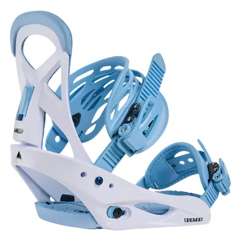 Burton - Junior's Smalls Bindings 2025 are white with light blue accents and straps.