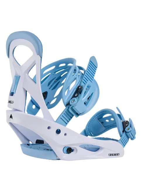 Burton - Junior's Smalls Bindings 2025 are white with light blue accents and straps.