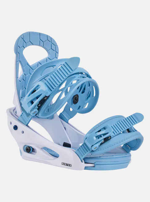 Burton - Junior's Smalls Bindings 2025 are white with light blue accents and straps.