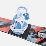 Burton Junior's Smalls Bindings 2025 - A pair of blue and white bindings with a geometric pattern on the straps.
