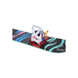 Burton Junior's Grom Snowboard Bindings 2025 - A black snowboard binding with red and blue straps, featuring a white logo on top.