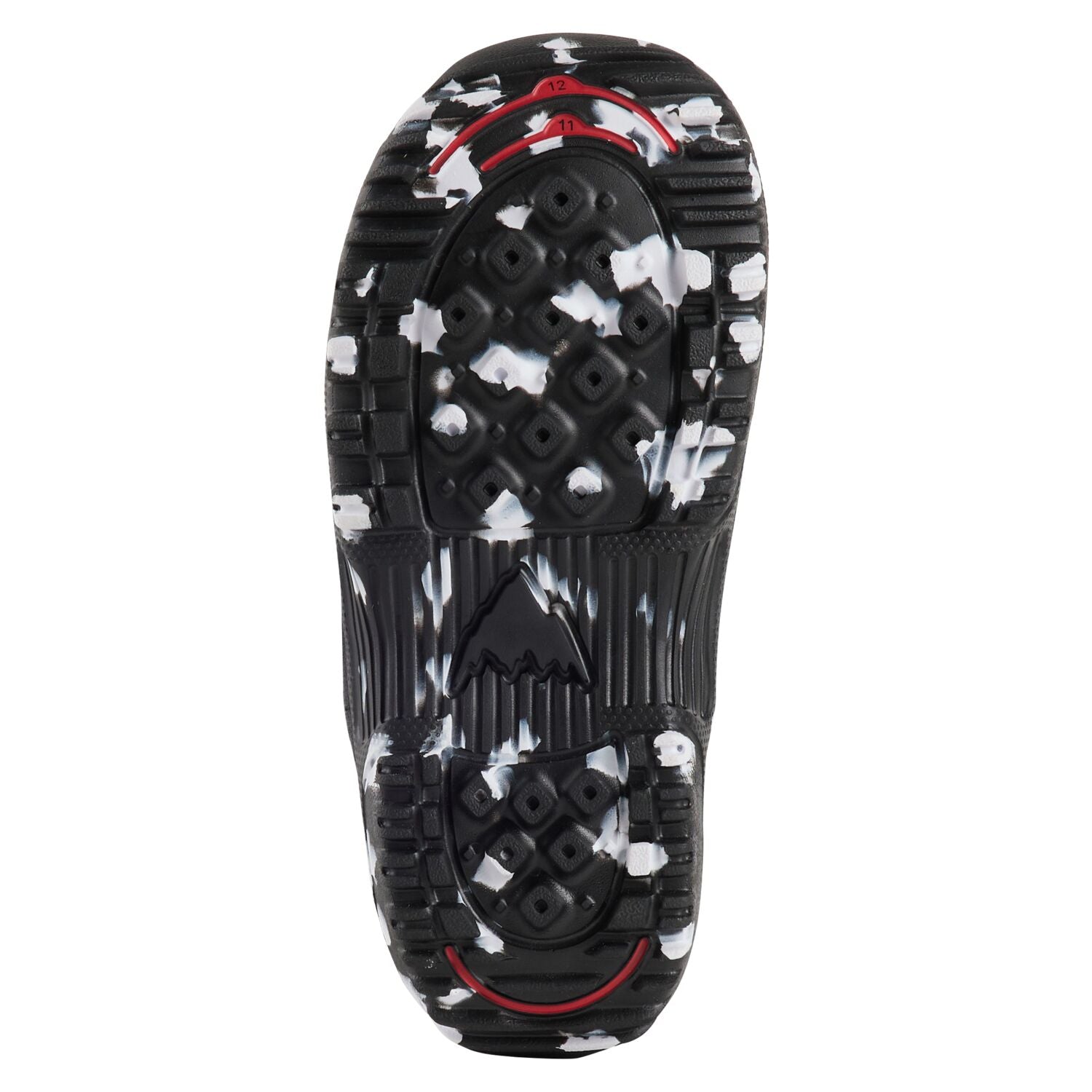 Burton Junior's Mini Grom Snowboard Boots 2025 - Black snowboard boots with a white and grey patterned design on the upper portion.